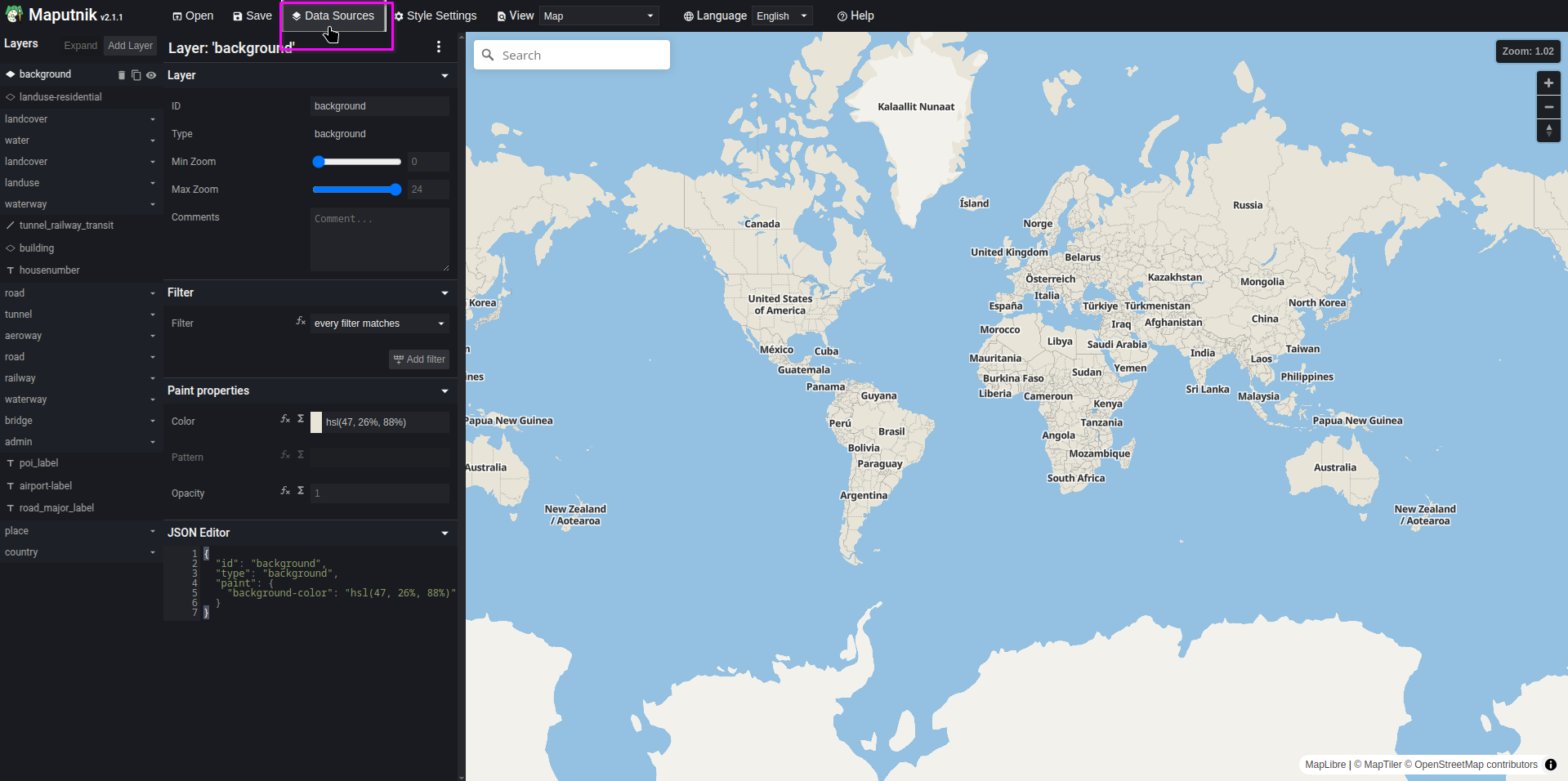 how to change the datasource