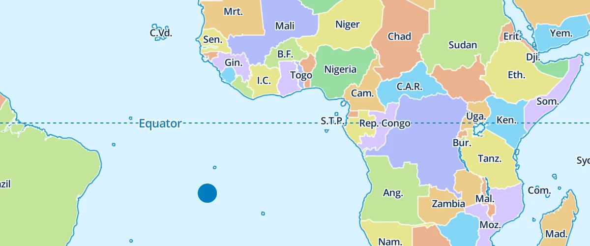 Animate the position of a point by updating a GeoJSON source on each frame.