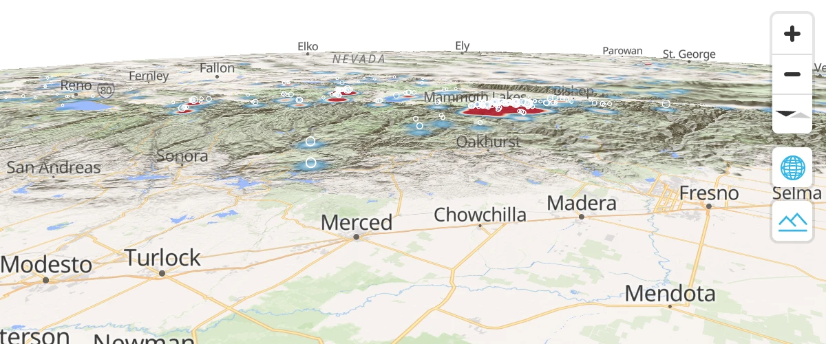 Create a Heatmap layer on a globe with terrain elevation.