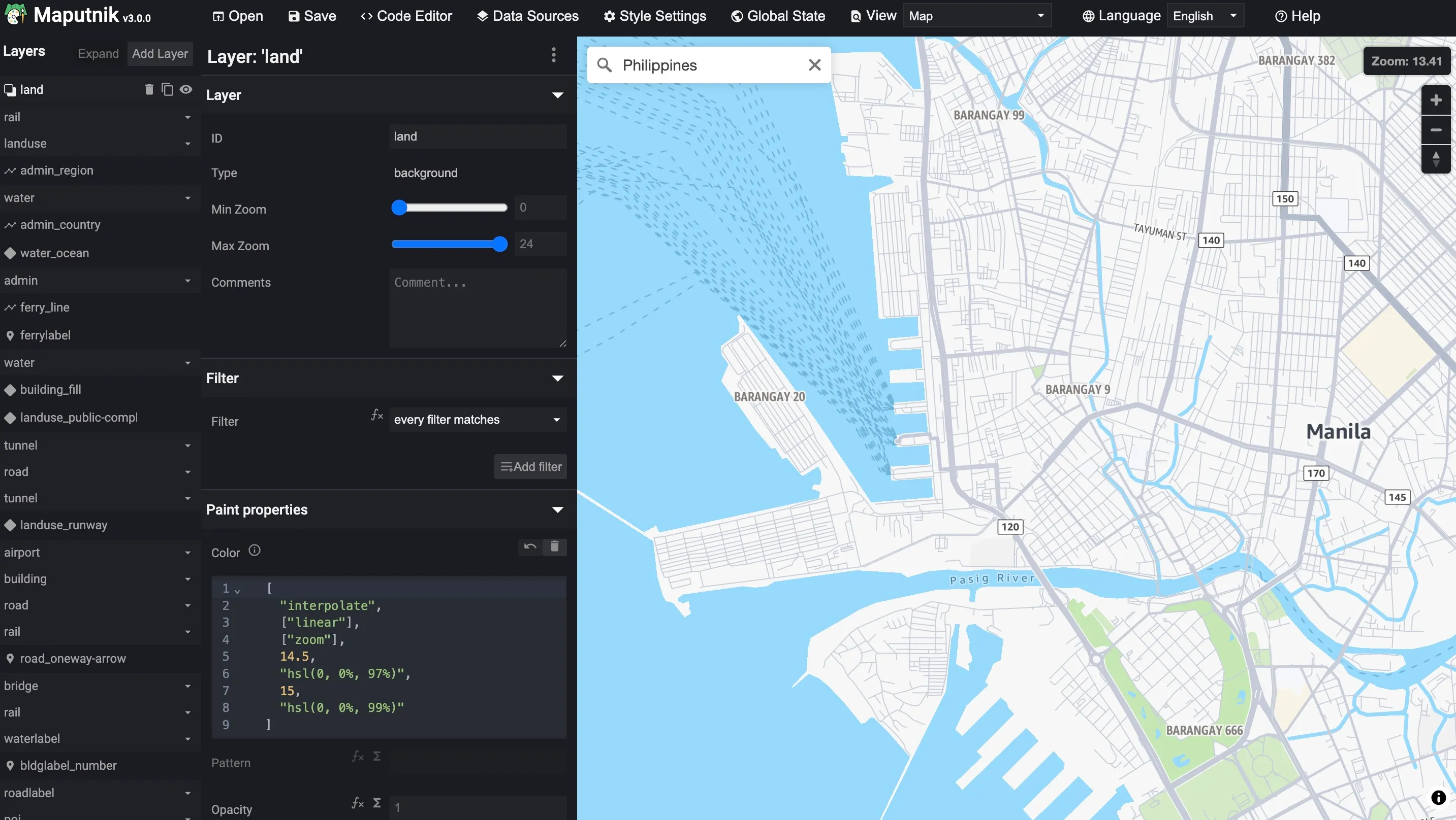 Maputnik editor interface