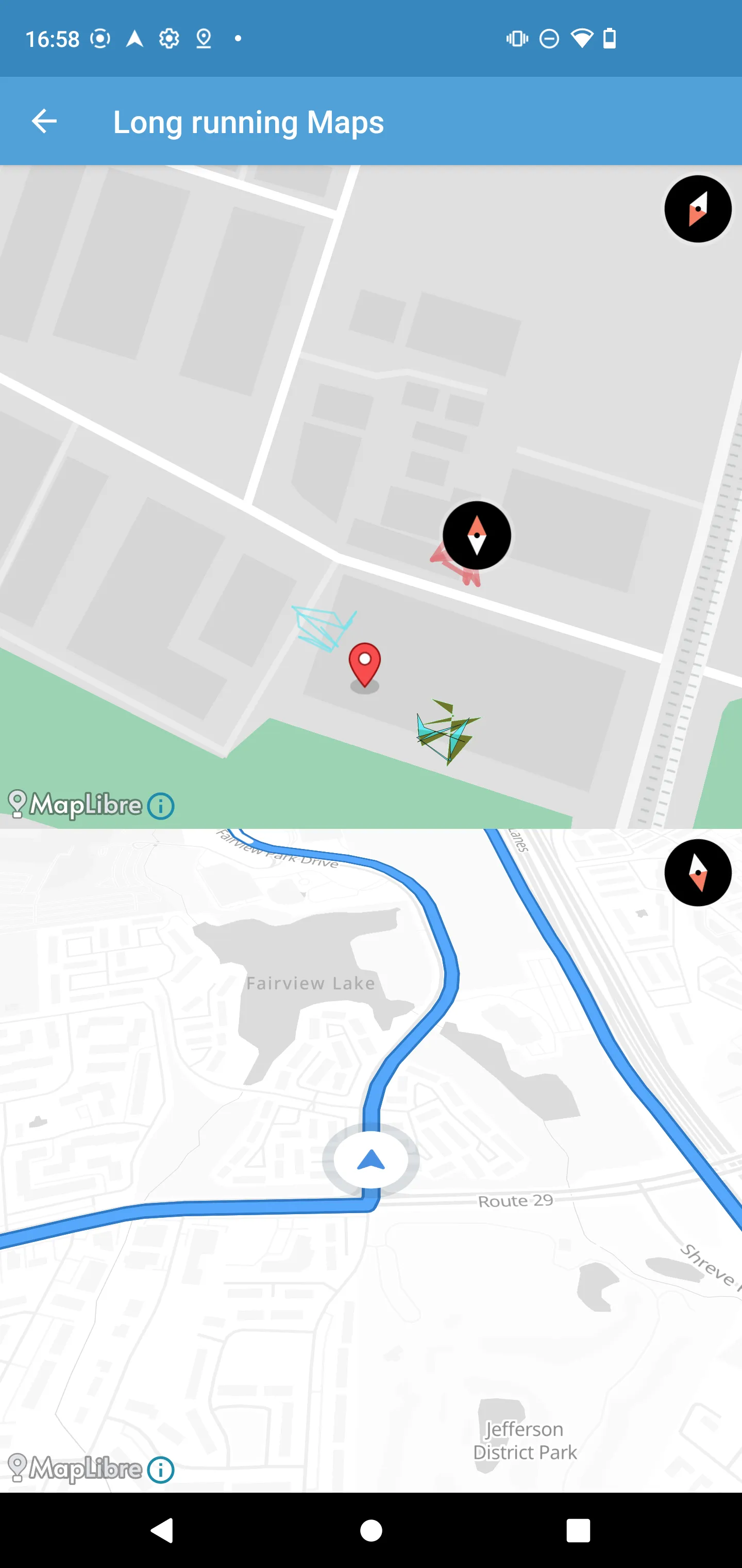 Android TestApp running the long running test (or 'Desert Bus')