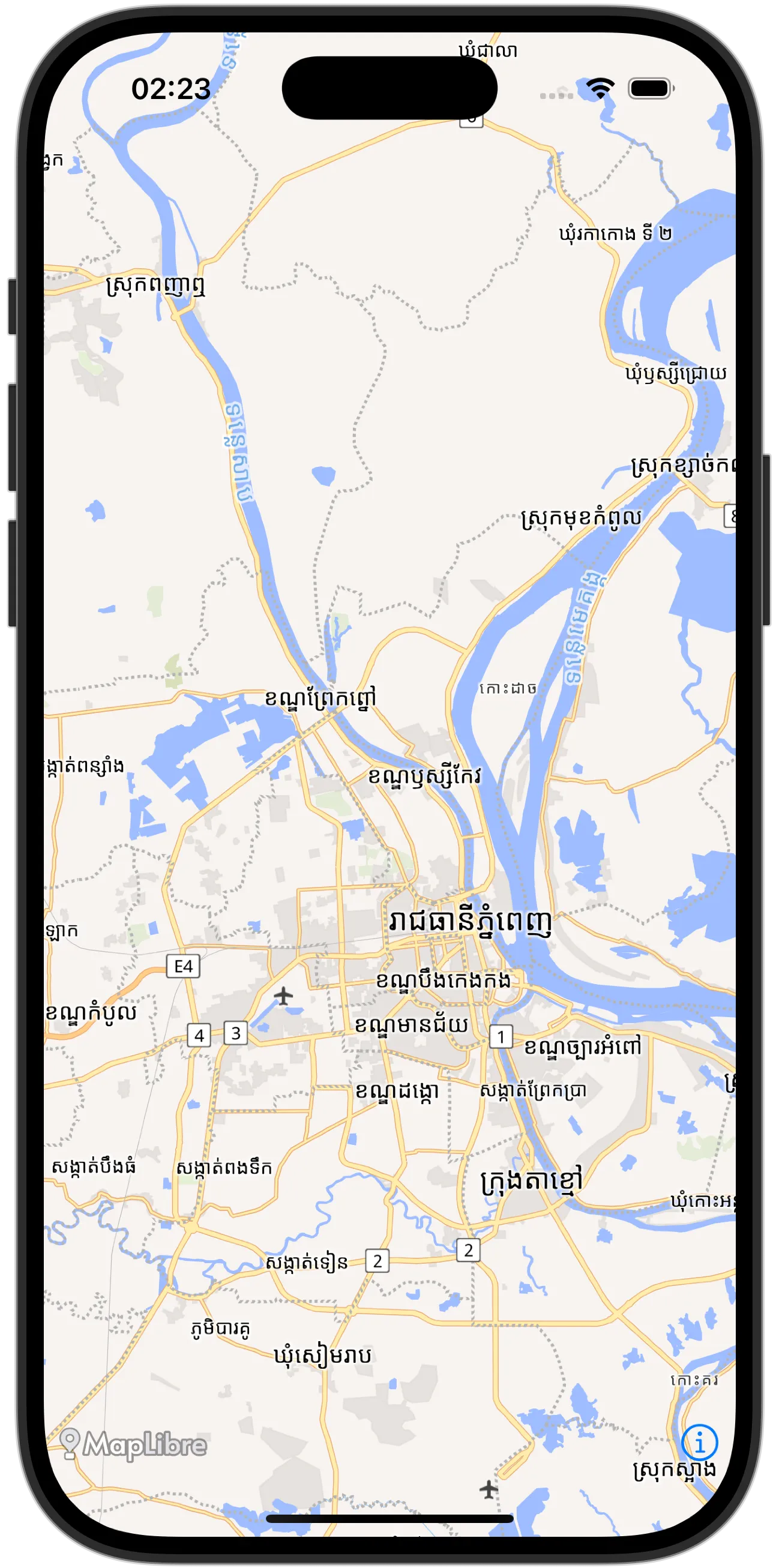 Map showing Thailand with Thai script rendering